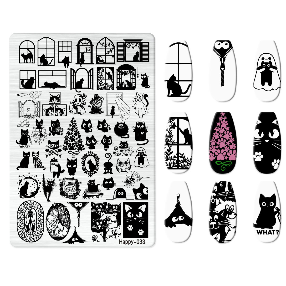 Xiaohongshu's Popular Jingtian Nail Art Stamping Plate Kt Cat Nail Art Bow Cartoon Line Frosted Stamping Plate