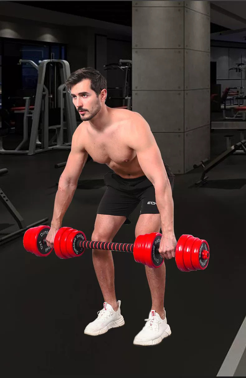 Dumbbell Barbell Seti Ev Fitness Ekipmanları Katı Kaplı Demir Erkek Ayarlanabilir Ağırlık Kettlebell Başlangıç Seviyesi