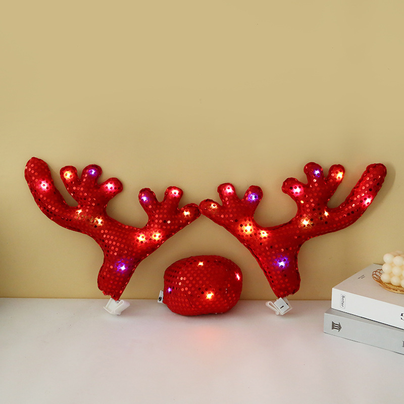 Auto de Navidad transfronterizo rojo gran cuerno de ciervo Navidad creativo muletas de decoración de automóviles árbol de Navidad decoraciones de automóviles
