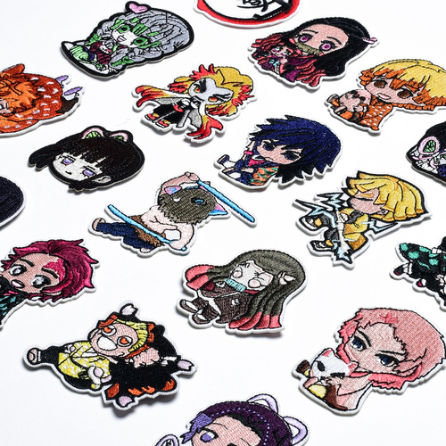 Demon Slayer Demon Slayer Embroidered Cloth Sticker Cartoon Patch Clothing Bag Accessories Back Adhesive Cloth Sticker