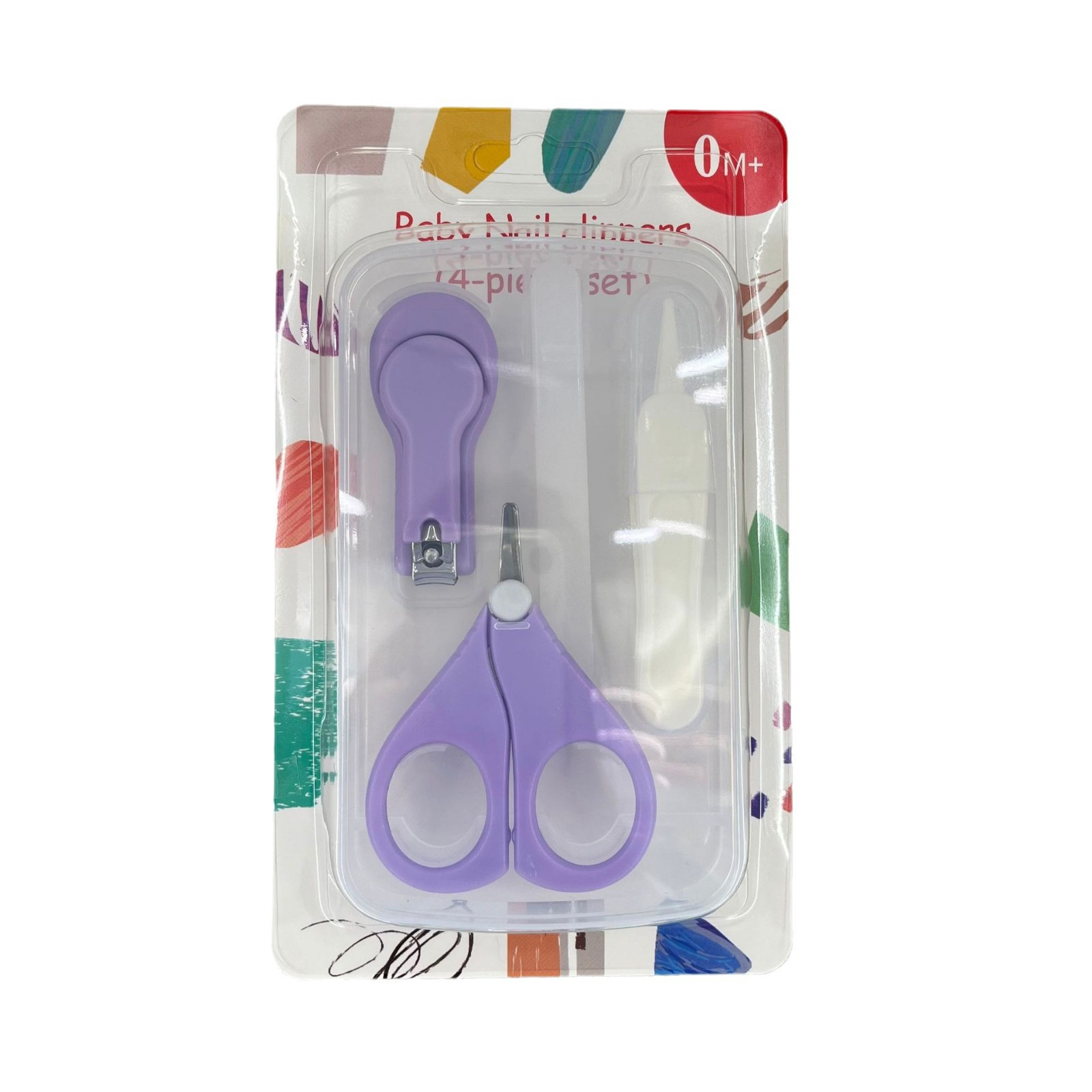 Cuatro piezas de tijeras de uñas para bebés multicolores, ajuste de clip de uñas de seguridad para bebés, conjunto de archivos de uñas para bebés