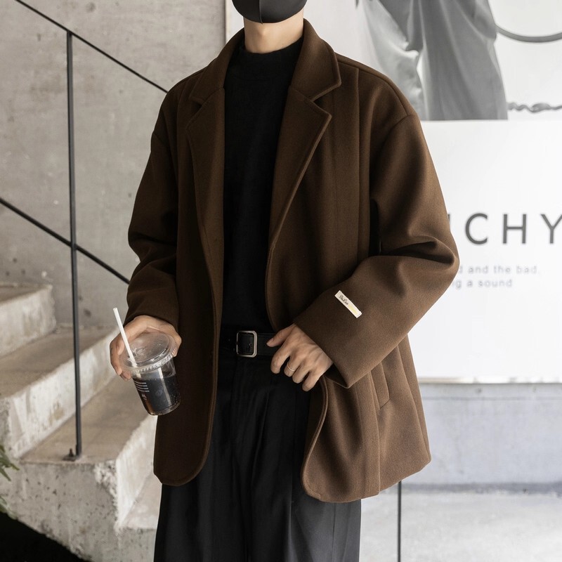 2026 Autumn and Winter Men's Woolen Coat with Cotton Lining, Thick Short Woolen Jacket, British Style Blazer Trench Coat 2026 Autumn and Winter Men's Woolen Coat with Cotton Lining, Thick Short Woolen Jacket, British Style Blazer Trench Coat