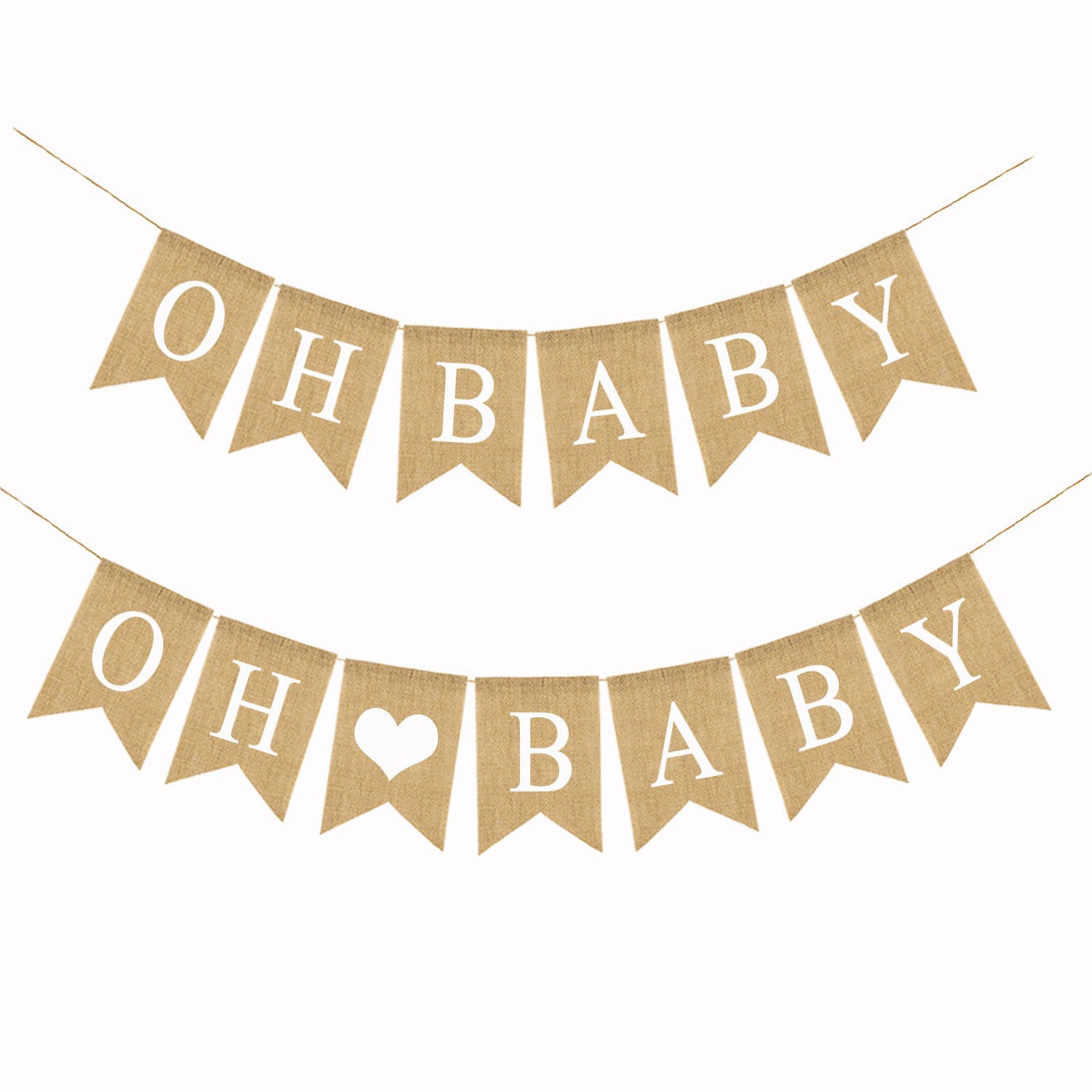 Baby First Year Party Holiday Decoration Jute Pennant DIY Burlap Flag Oh Baby Dovetail Flag
