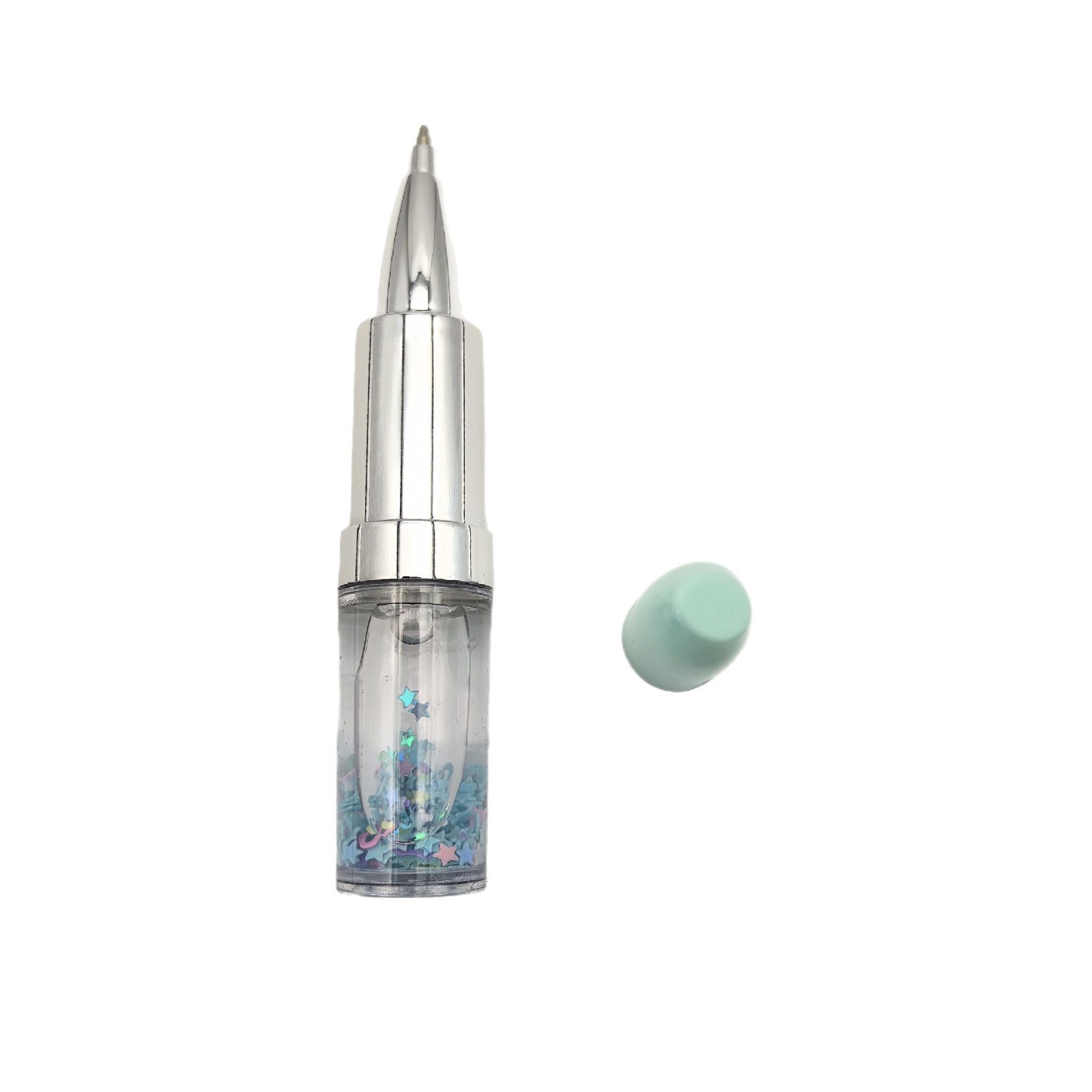 Fábrica de suministro directo de arena flotante sequinilla lápiz labial PVC lápiz labial estilo lápiz de bola japonés coreano lindo papelero conjunto lápiz