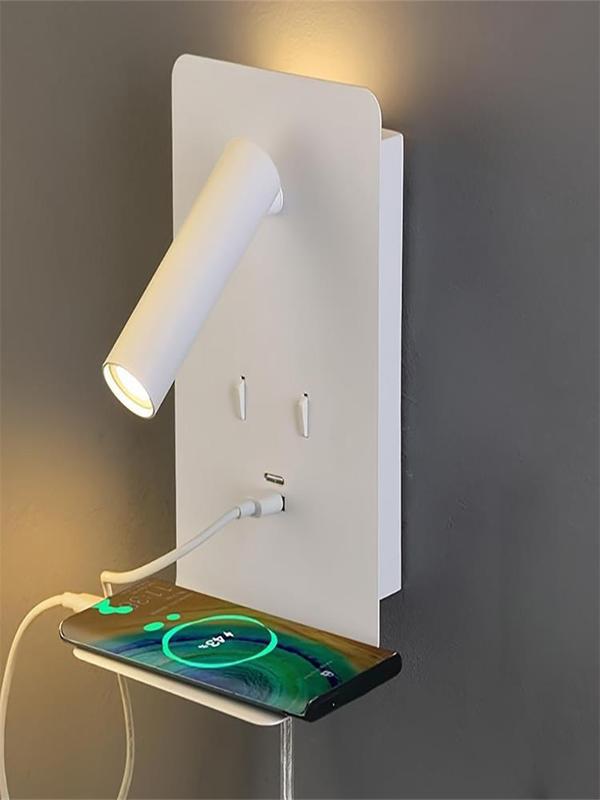 クロスボーダー LED ウォールランプ USB ポート携帯電話棚充電スイッチ付き寝室の壁ランプミニマリストホテルのベッドサイド読書|undefined