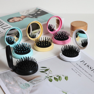 Folding airbag small comb with makeup mirror DIY cute girl air cushion head massage comb mirror wholesale