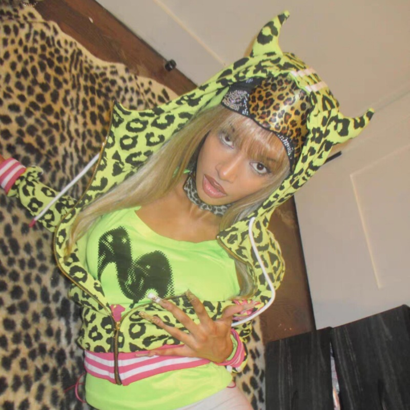 HODZ Yellow Leopard Devil Horn Sweater European and American Fashion Brand Hoodie Men's and Women's Zipper Jacket XG Y2K Foreign Trade