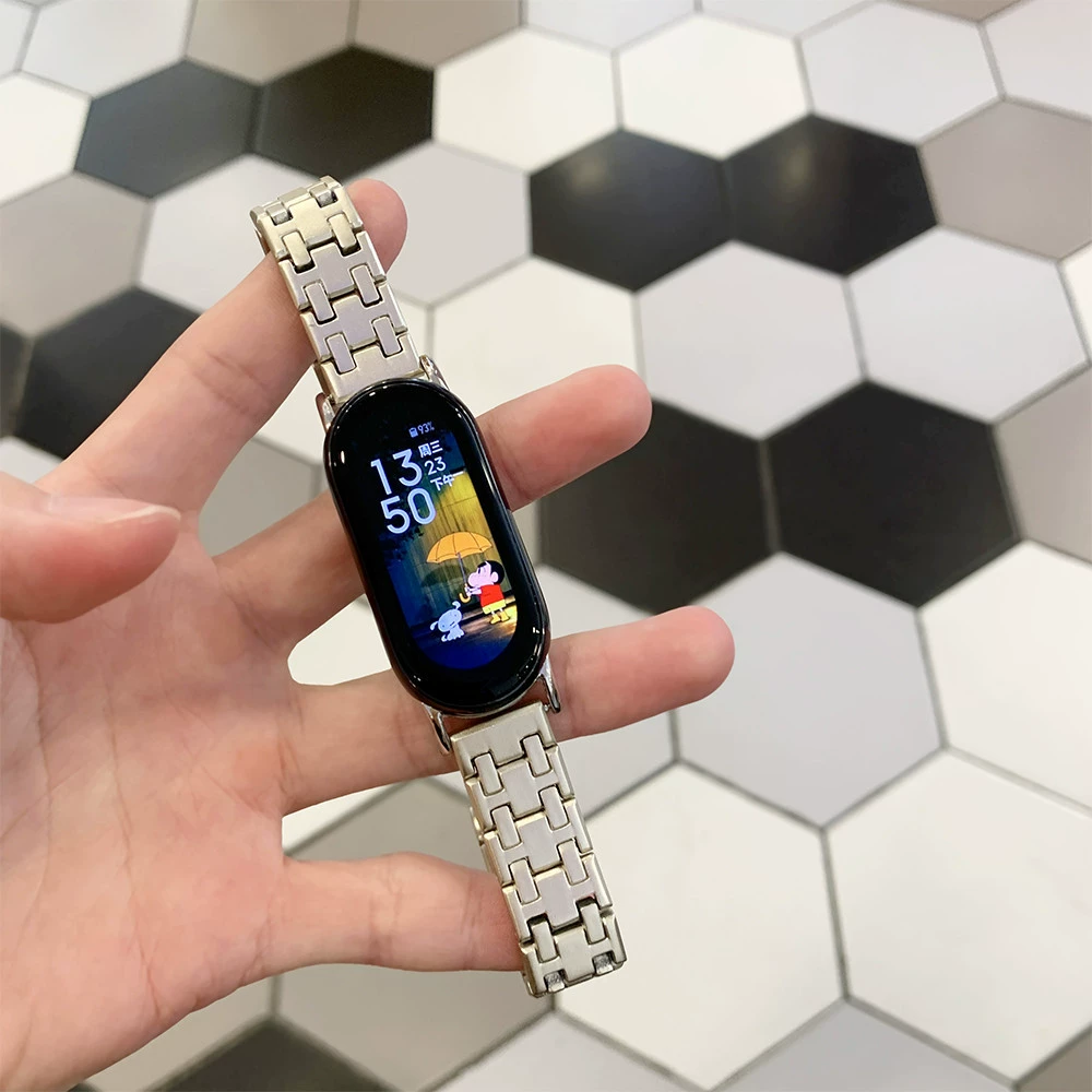 Подходит для Xiaomi Band 9/8 ремешок, ремешок для часов 9Pro металлический стальной ремешок GT5/4/3 Huawei 9/8 с нишевой бабочковой застежкой Fit3