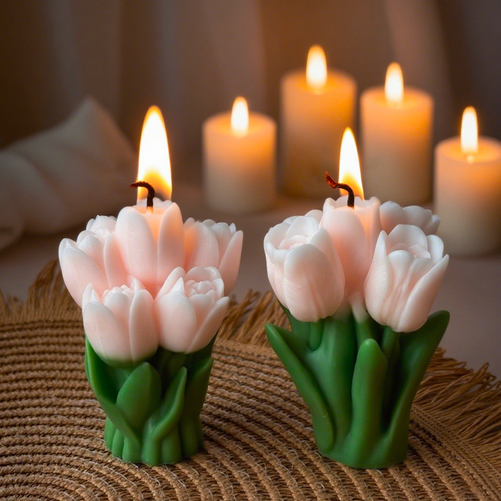 Duftkerze Tulpenstrauß Handgefertigtes Blumendesign Als Geschenk_voghion.com