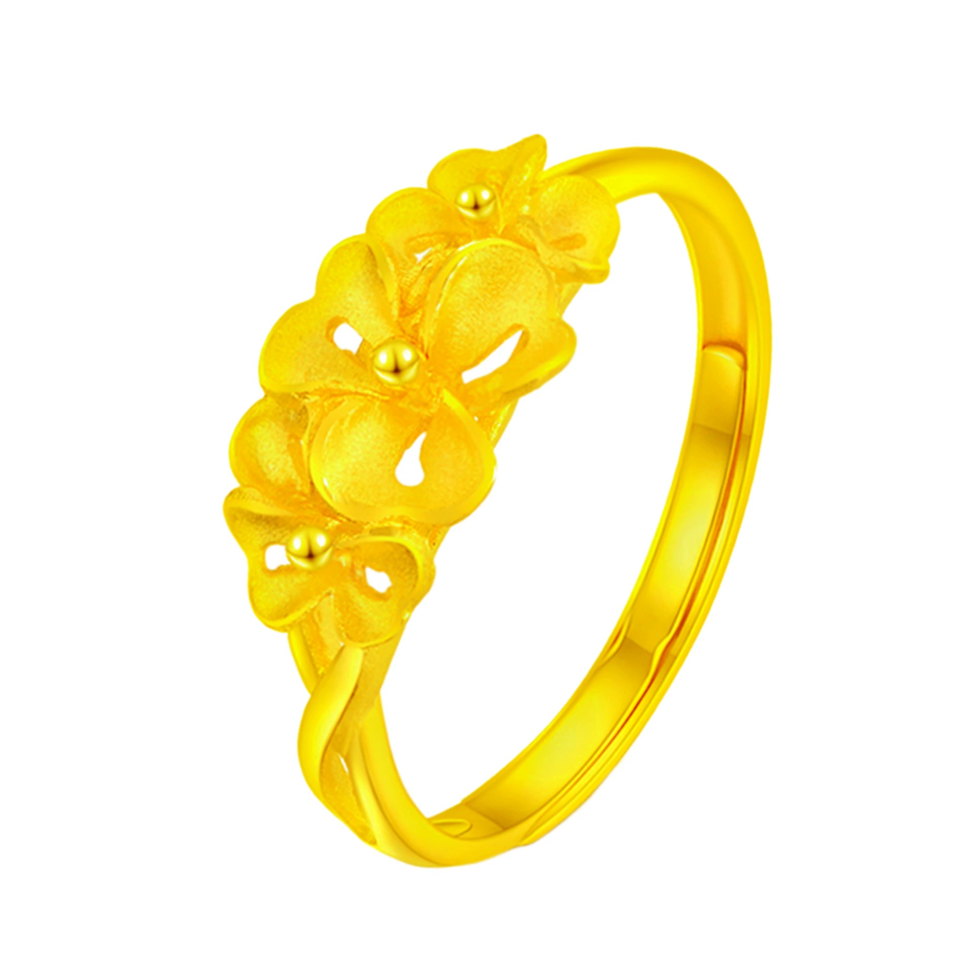Fashionable elegant brass ring, Korean style, flowered