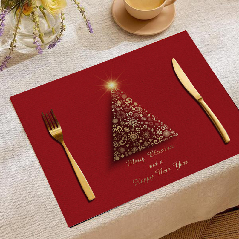 Jity Amazon 人気のクリスマスプレースマット レストラン雰囲気レイアウト テーブルマット リネンプリント断熱マット 洋食マット|undefined