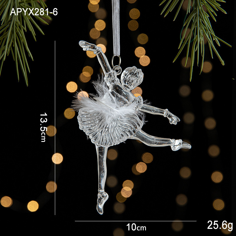クリスタル質感Swanlaceアクリルキラキラ透明雪クリスマスツリーペンダント鈴装飾品|undefined
