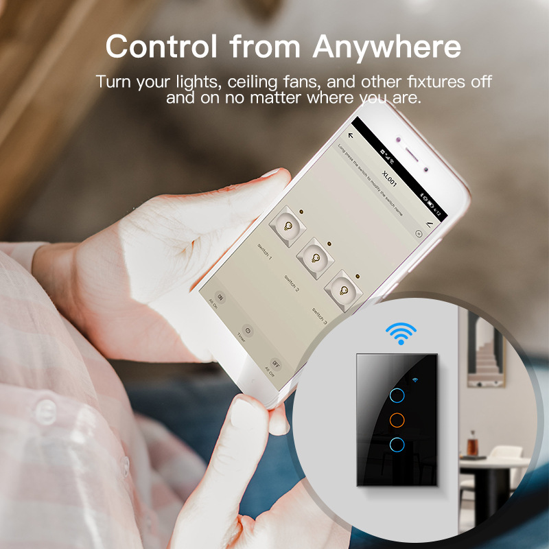 Doodle Smart Switch WiFi Single Live Neutral Universal Version 120 US Standard EU Standard UK Standard Touch Timer Switch for Export