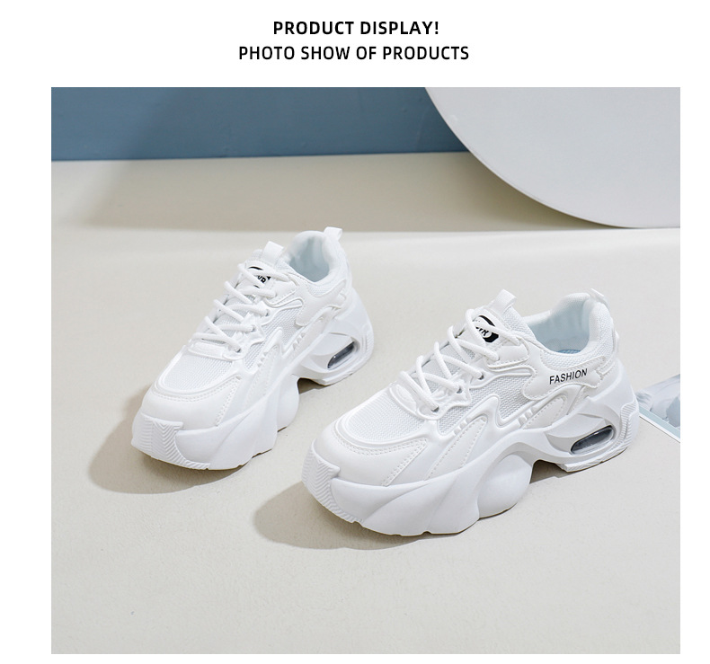 Ins coréen Net coupe basse papa chaussures femmes 2024 automne nouveau respirant étudiant sport hauteur augmenter loisirs YB2808_voghion.com