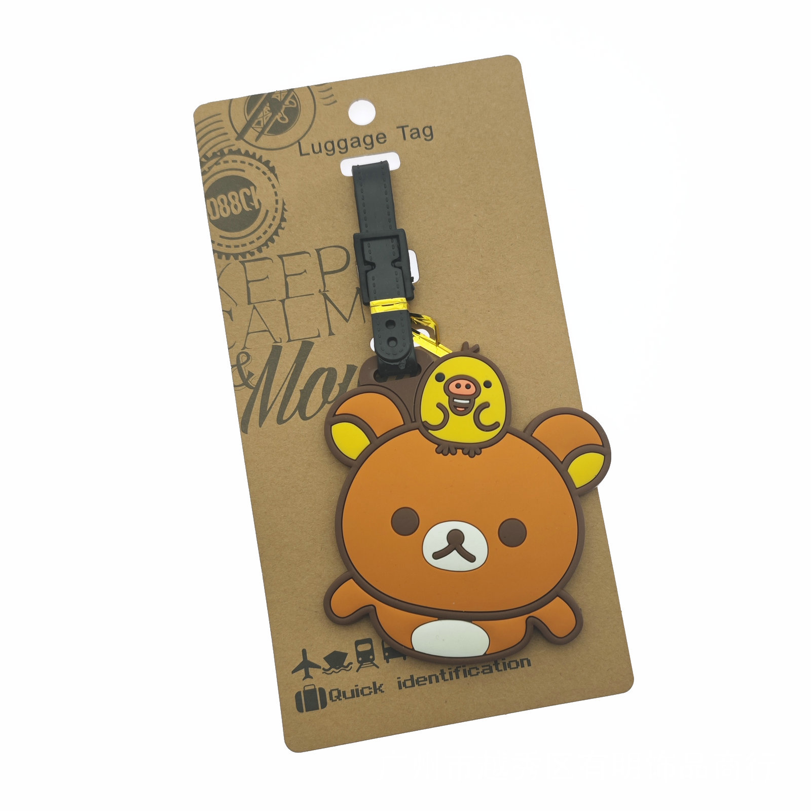 Creativo lindo oso negro y blanco fácil oso tarjeta de embarque de silicona maleta de viaje colgante de remolque tarjeta