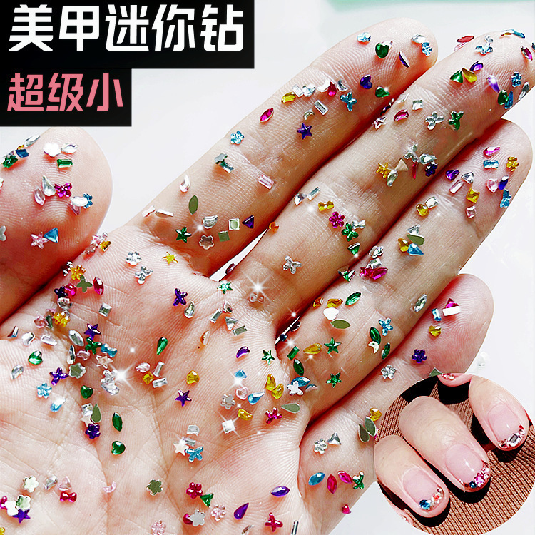 1000 Pieces of Mini Flat-Bottomed Irregular-Shaped Acrylic Rhinestones for Nail Art, Extra Small Nail Decorations