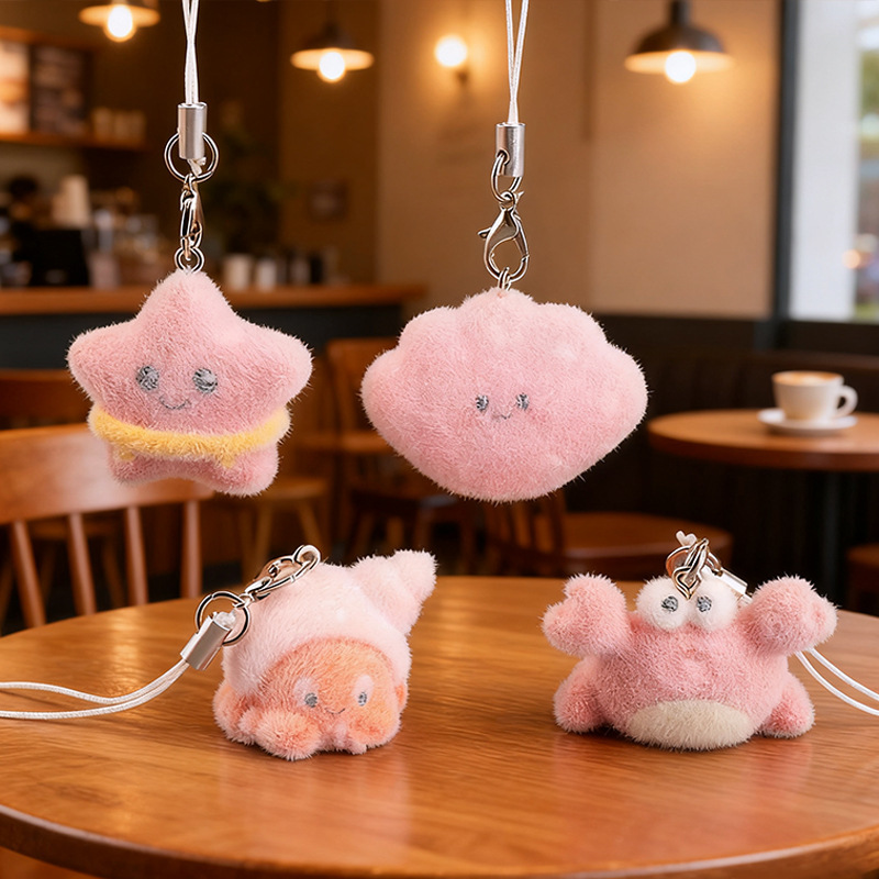 Resin Flocking Pendant Marine Animal Shell Crab Key Chain Bag Pendant Mobile Phone Lanyard Gift Wholesale