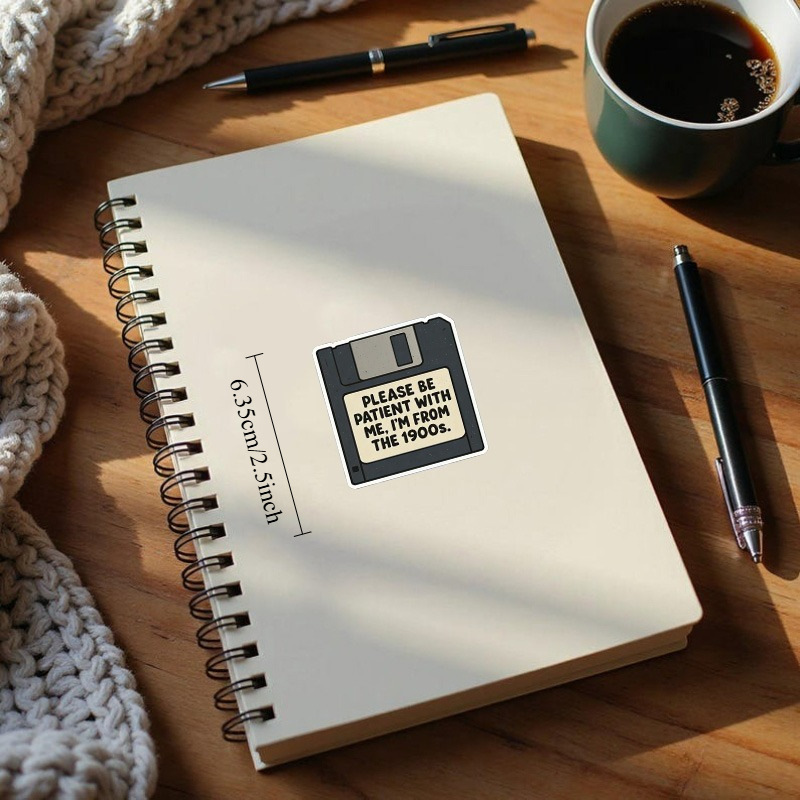Vintage floppy disk stickers are fun and cute for decorating water bottles, laptops, mugs, and cars