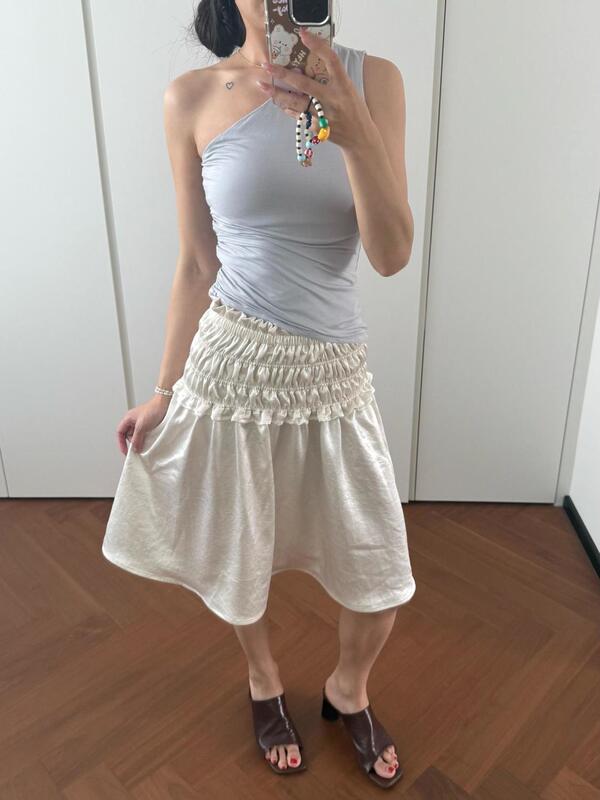 【One Garment, Two Ways to Wear】Champagne-Colored Skirt, New Style for Spring/Summer 2026, Gentle Midi Skirt with Sophisticated Korean Style 【One Garment, Two Ways to Wear】Champagne-Colored Skirt, New Style for Spring/Summer 2026, Gentle Midi Skirt with Sophisticated Korean Style