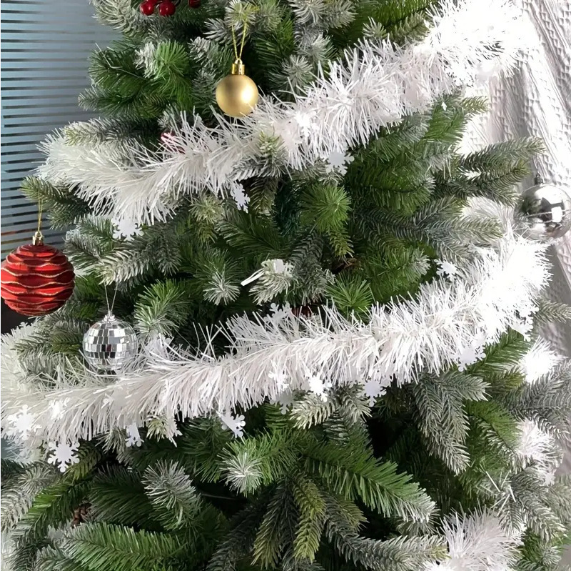 クロスボーダー新しいパーティーリボン装飾クリスマスアレンジメント 2m 暗号化された白い雪片毛クリスマス装飾用品|undefined
