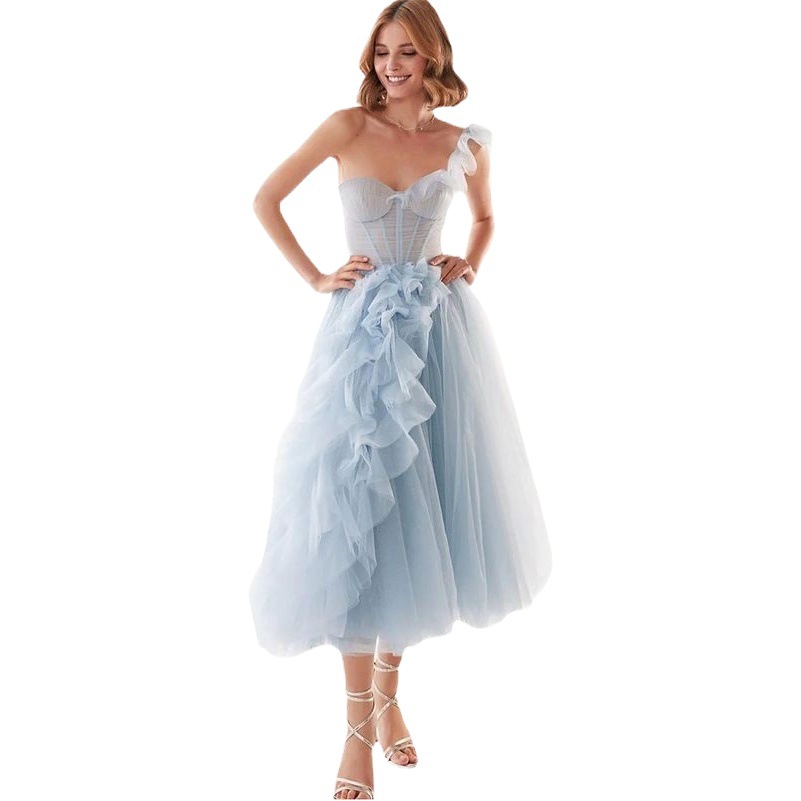 El comercio exterior de Amazon transfronterizo europeo y americano de las nuevas mujeres delgado vestido de malla de banquete vestido de princesa