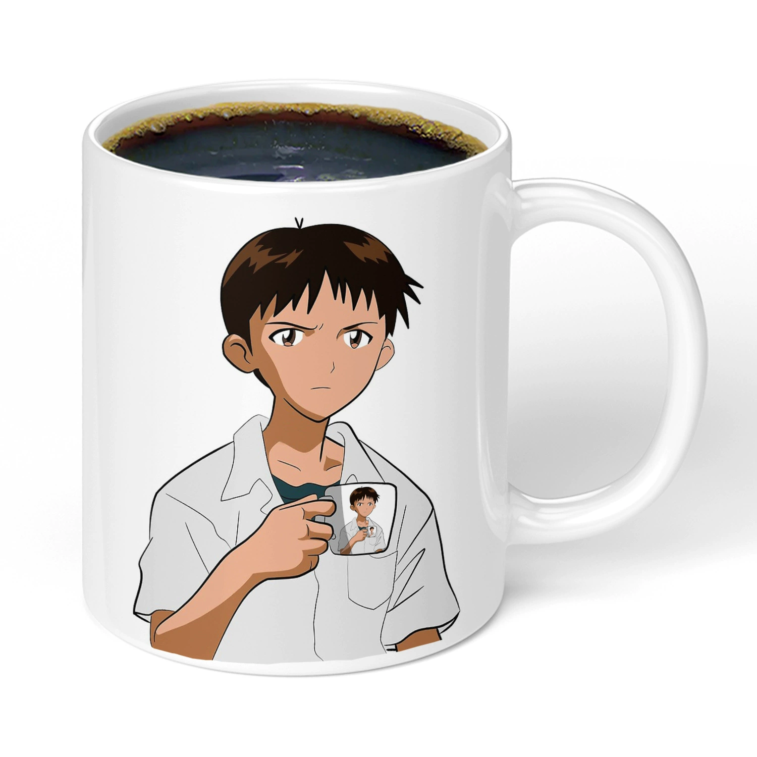 [Зарубежная японская аниме кружка Shinji, креативная кружка для завтрака/офиса, белая кружка, подарок для друга]