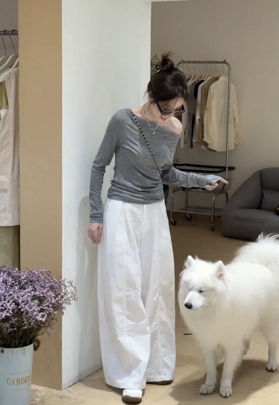 爆款设计感后背镂空长袖t恤女2025早秋新款休闲一字肩防晒衫上衣|undefined