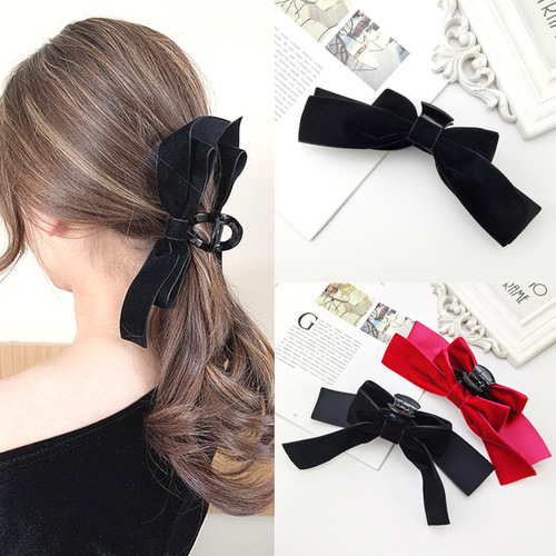 French butterfly clip with black velvet hair clip, trendy and elegant hair accessory for Korean, new style hair pin for the back of the head
