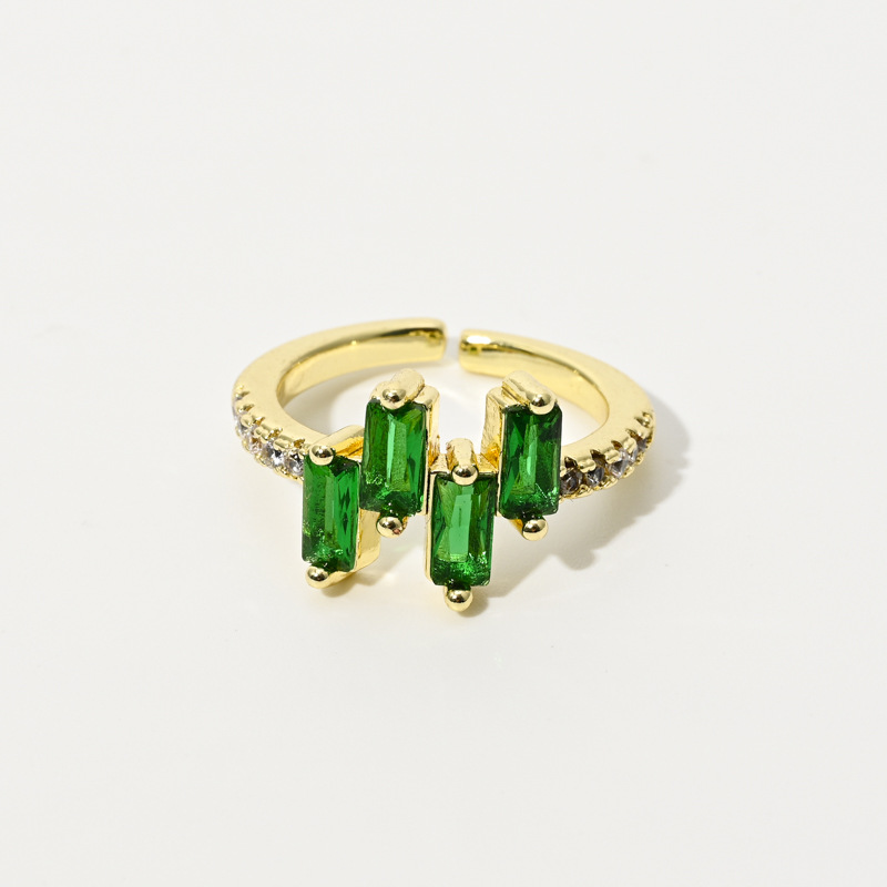 Copper Plating 14K Gold Fashion Geometric Zircon Ring