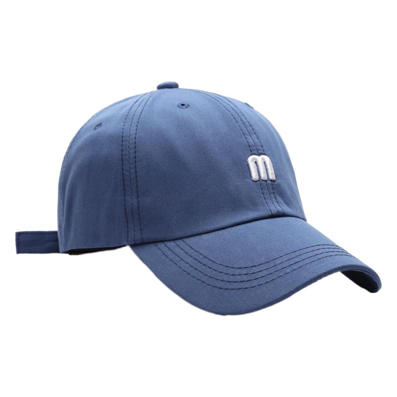 Hat M Letter Embroidered Cap Men's All-match Curved Eave Cotton Soft Top Sunshade Hat Fashionable Simple Women's Baseball Cap