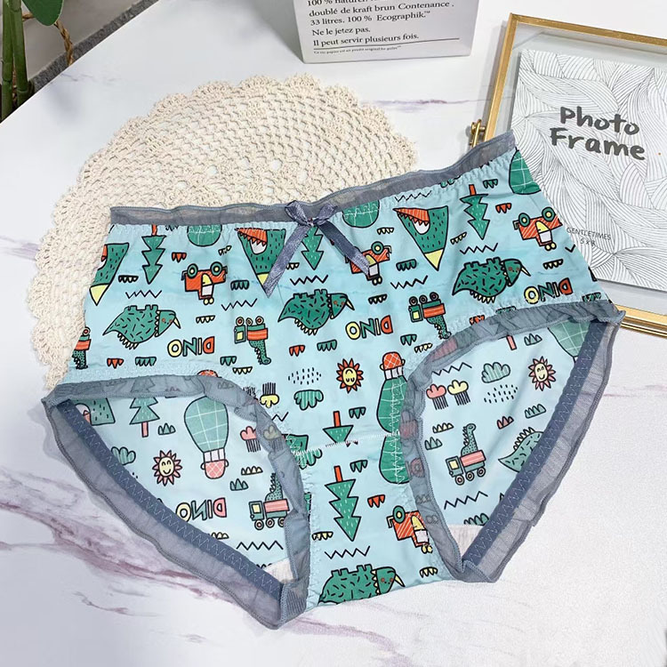 Lin Mengxue 8251 Ice Silk Printed Bread Pants for Chubby Girls Comfortable Breathable Women's Cotton Briefs