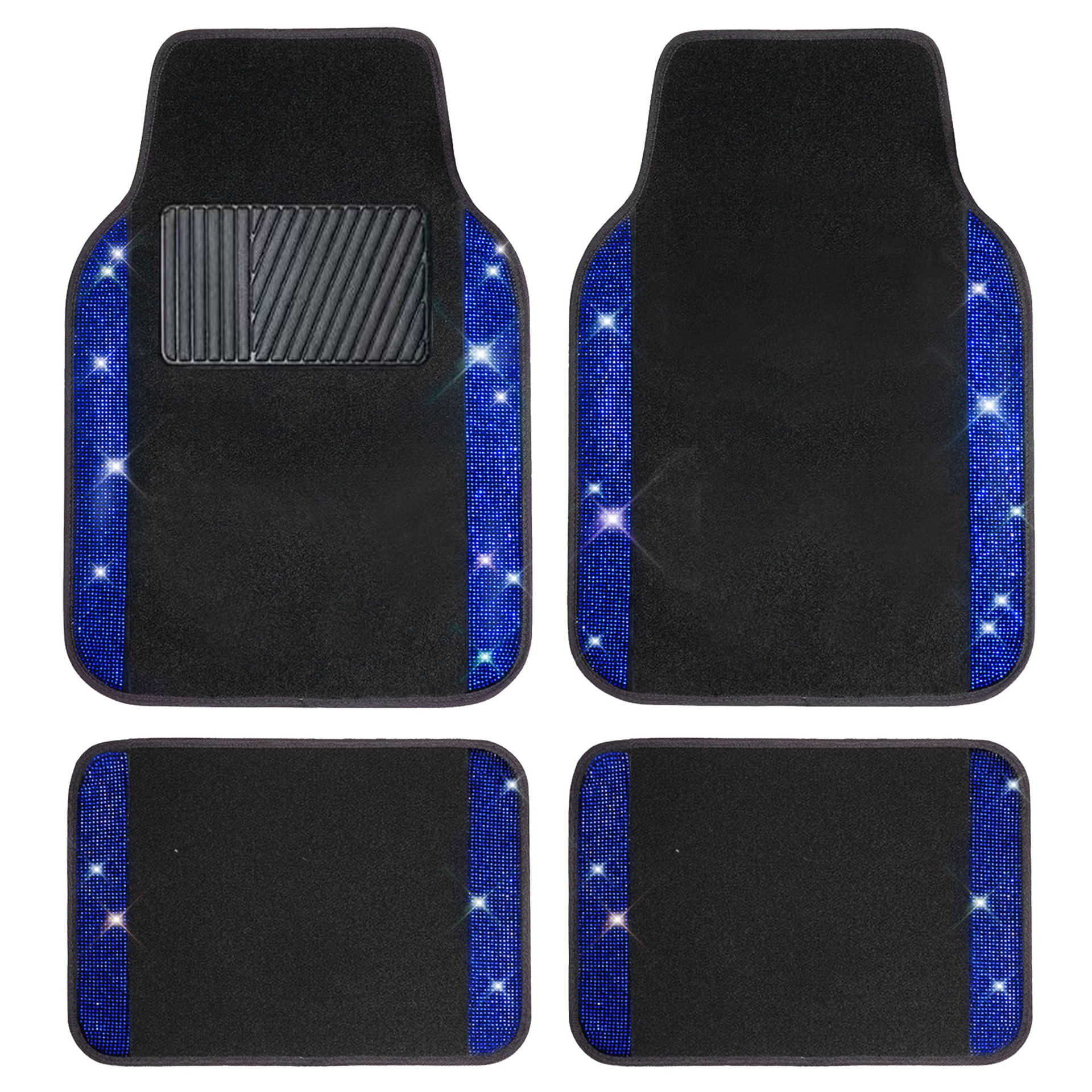 Cross-border universal car floor mats, velvet with sparkling rhinestones, full crystal anti-slip PVC car interior floor mats