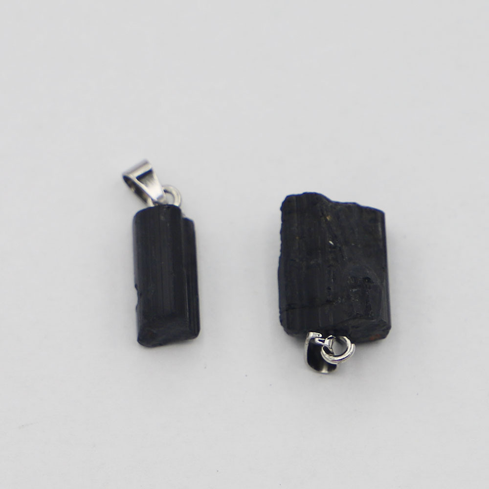 Natural Stone Black Tourmaline Irregular Raw Stone Small Pendant DIY Necklace Jewelry Accessories Wholesale
