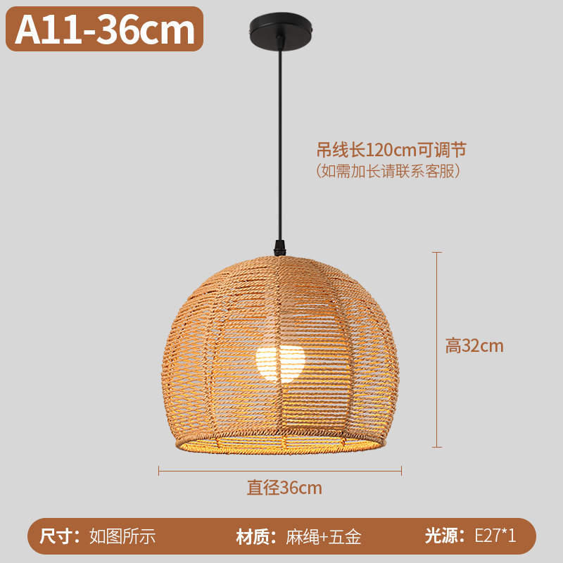 Lámparas transfronterizas de Zhongshan, tejido de cuerda de cáñamo hecho a mano, salón de té creativo retro, restaurante, dormitorio, candelabro