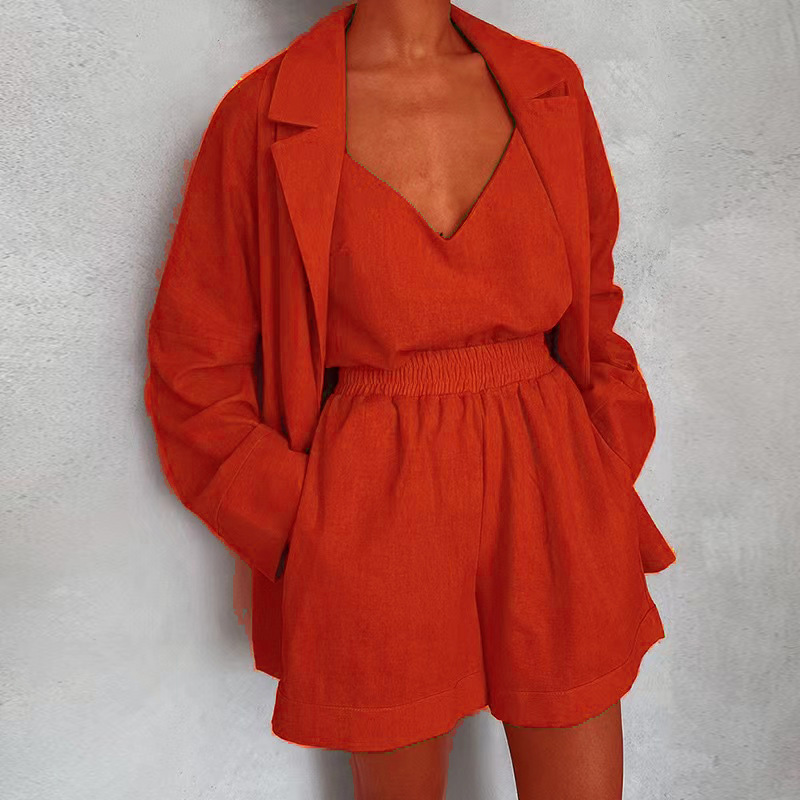 2026 New Spring Women's Clothing Elegant European And American Fashion Suit Vest Blazer Shorts Three-Piece Set_voghion.com