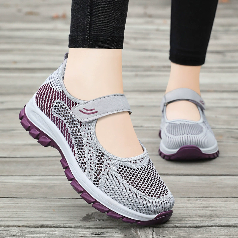 Universal footwear, summer breathable shoes for mother for leisure, for middle age, soft sole