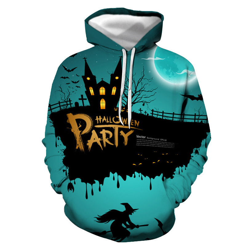 Capa de viento de Halloween que deambulan por Europa y América Halloween Street Guard Tendencia Castle 2024 Ropa femenina para hombres Top Camisa 3D Sello