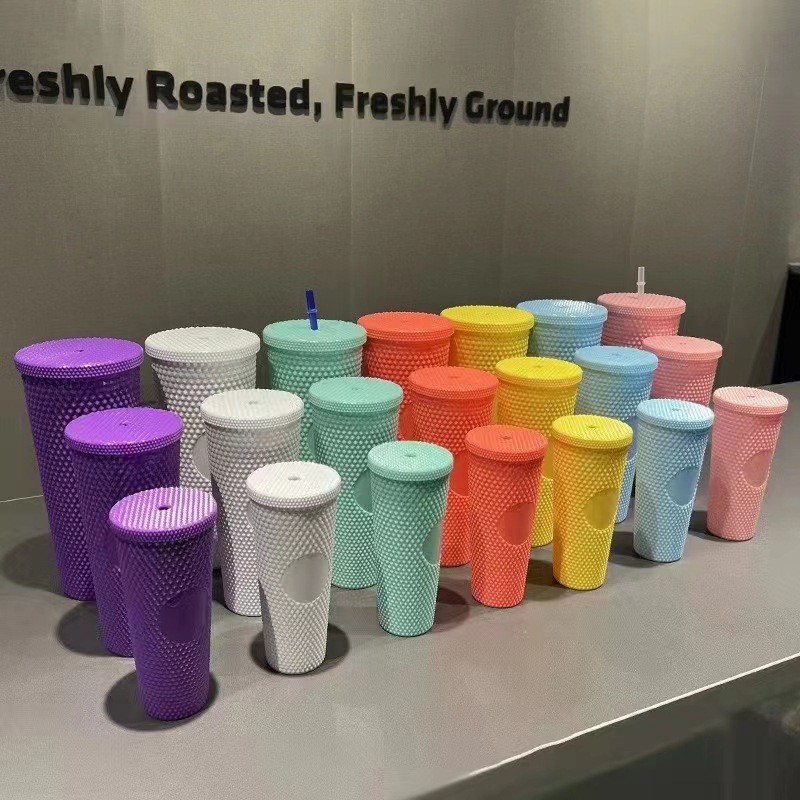 Taza Durian, taza del mismo estilo de Starbucks, taza de paja de celebridades de Internet, taza de plástico para mujer adulta, tres juegos de tazas, venta directa de fábrica, transfronterizo