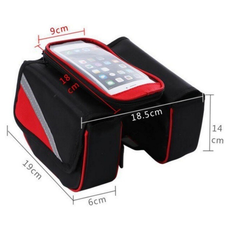 Bolsa de tubo superior de bicicleta de montaña BOLSA DE TELÉFONO MÓVIL pantalla táctil teléfono móvil bolsa de haz frontal equipo de equitación bolsa de bicicleta bolsa de teléfono móvil de pantalla grande