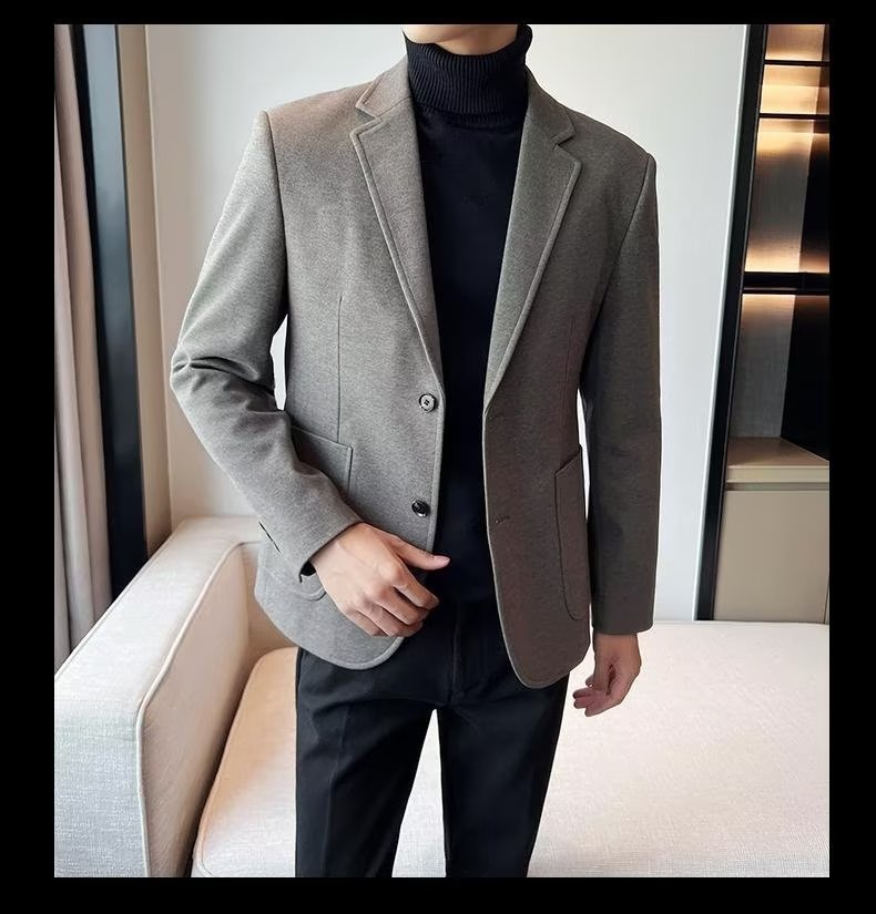 1 Blazer Men, Autumn And 2023 New Style, Mature Style Men's Casual Thick Woolen Suit For Winter_viptrois.com