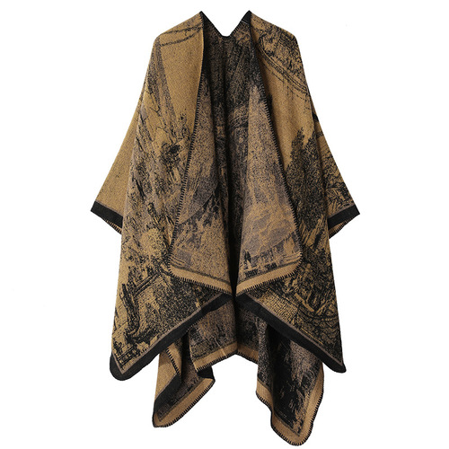  winter new style literary retro shawl women's travel scarf women's autumn and winter dual-purpose cloak outer thickening