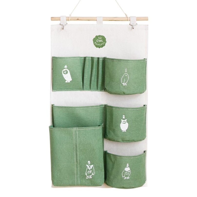 Dormitorio de algodón y lino de bombeo de tejidos de almacenamiento de ropa interior impermeable bolsa colgante de pared de almacenamiento multicapa bolsa de almacenamiento a prueba de polvo