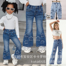 欧美跨境外贸童装牛仔裤中大童儿童尾货杂款SHEIN KIDSJEANS品牌