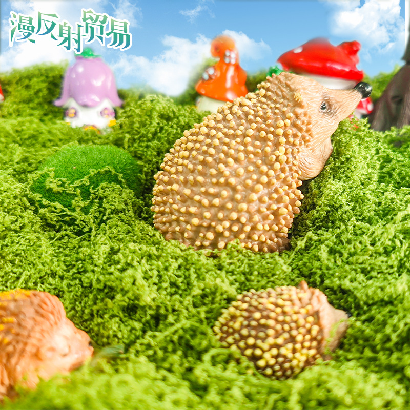 Lindo erizo grande y pequeño simulación animal jardín resina artesanía decoración micro paisaje bricolaje hámster decoración