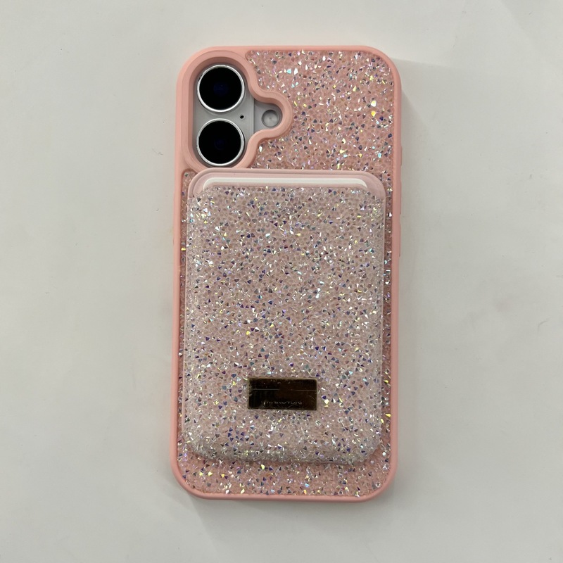 适用iphone17Pro奢华满钻手机壳磁吸magsafe卡包苹果12水钻保护套|undefined