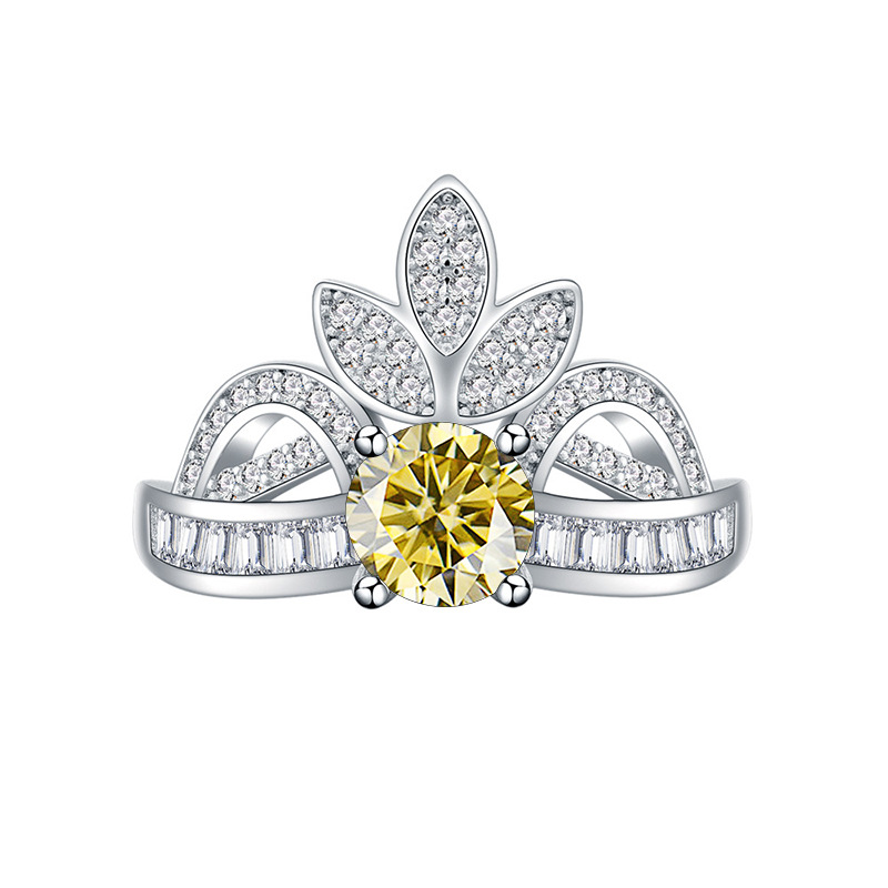 Transfronterizos para la corona 1 quilates anillo de piedra de moissan mujer 925 plata esterlina ins viento joyería accesorios de moda de mujer europea y americana