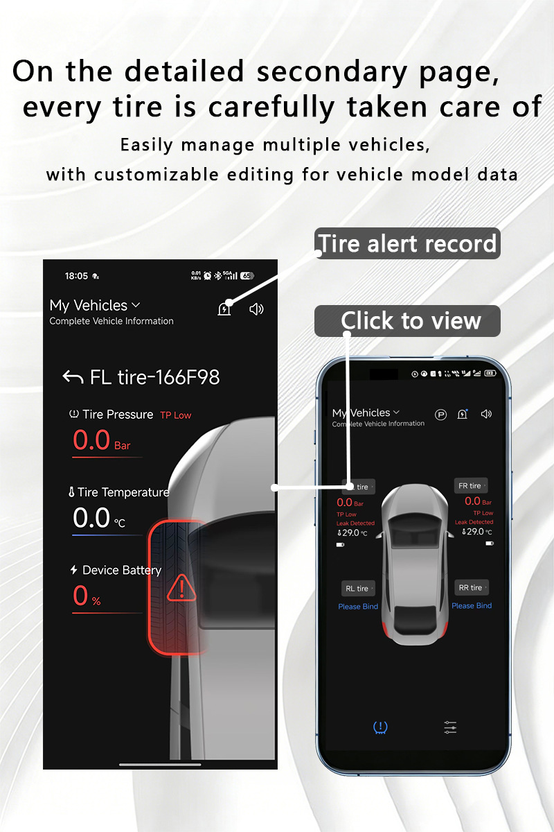 Cross-Border Multi-Language Tpms Car and Motorcycle Bluetooth Tire Pressure Detector with Mobile App for Real-Time Tire Monitoring