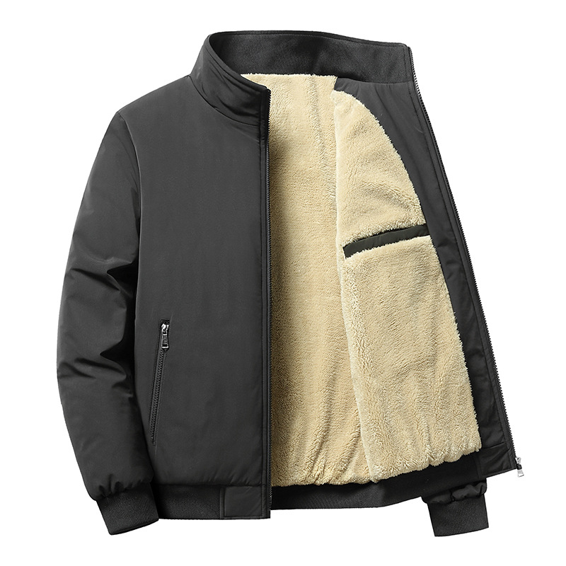 Plush And Thickened Winter Casual Standing Collar Cotton For Men's Oversized Jacket_voghion.com