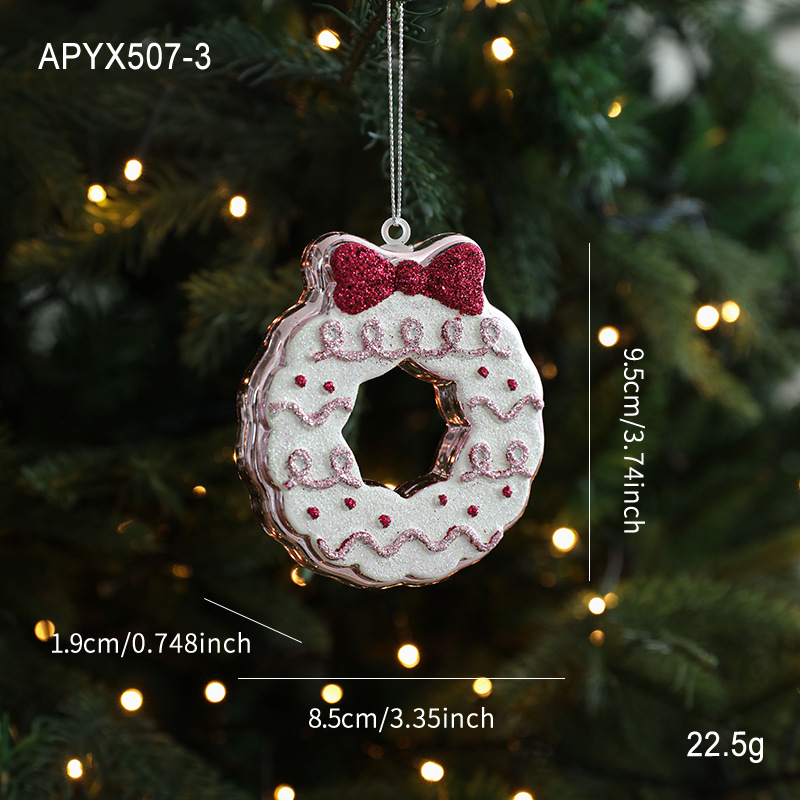 Nuevo producto colgante de plástico rosa rosa rosa de color colgante de dibujos animados pastel oso árbol de Navidad decoración de ventana