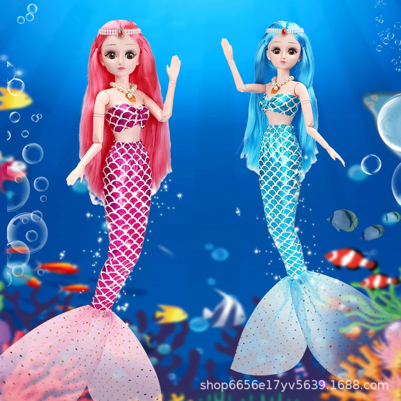 Variety of Dress-Up Dialogue Mermaid Tongle Yang Barbie Doll Princess Set 60cm Movable Joint Doll Gift Box